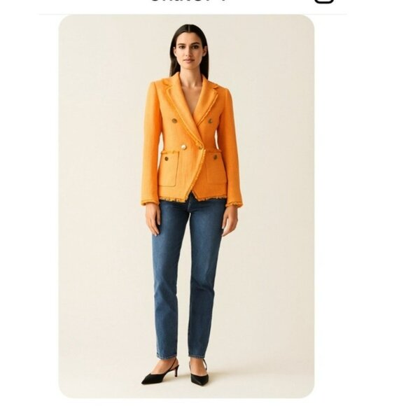 New House of Harlow 1960× REVOLVE Orange TweedBlazer Jacket NWT Size XS - Picture 9 of 9